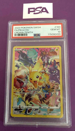Pokemon Pikachu Crown Zenith Secret Rare Full Art #160 PSA 10 - Image 1
