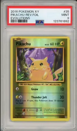 2016 Pokemon XY Evolutions Pikachu Reverse Foil Holo #35 PSA 9 - Image 1