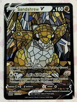 Sandshrew CUSTOM Stained Glass Holo Van Gogh Shiny Card For Display Only - Image 1