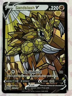 Sandslash CUSTOM Stained Glass Holo Van Gogh Shiny Card For Display Only - Image 1