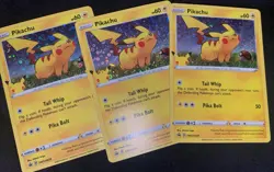 Pikachu Pokemon Card Set Holo Rare SWSHHO39 3 Pokemon Cards Black Star Promo - Image 1