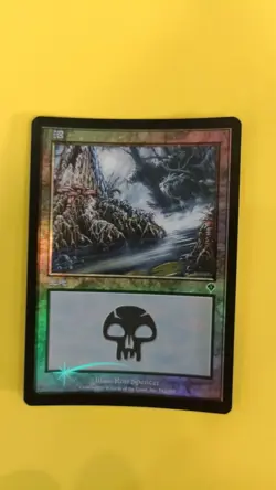 MTG Chinese FOIL INVASION SWAMP LP/EX #342 MAGIC THE GATHERING BASIC LAND - Image 1