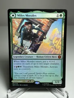 2025 MTG Pre-Release Miles Morales Foil Legendary Creature - Image 1