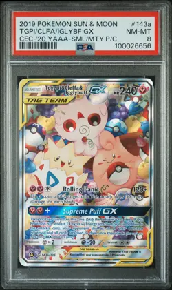 2019 POKEMON SUN & MOON COSMIC ECLIPSE TOGEPI & CLEFFA & IGGLYBUFF GX PSA 8 - Image 1