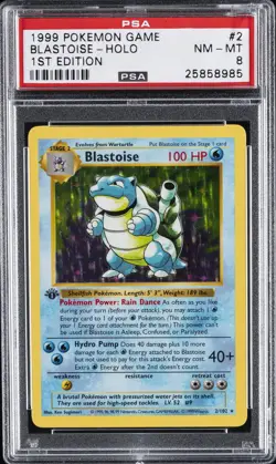 1999 POKEMON BASE SET 1ST EDITION #2 BLASTOISE-HOLO PSA 8 - Image 1