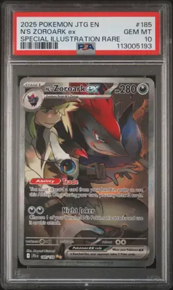 2025 POKEMON JTG EN-JOURNEY TOGETHER #185 N'S ZOROARK EX PSA 10 - Image 1