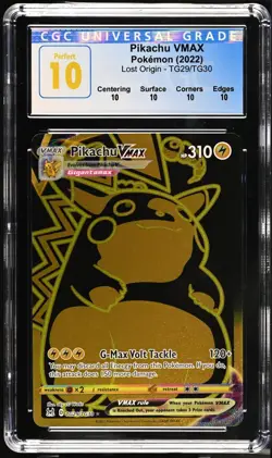 CGC PERFECT 10 2022 Pokemon Swsh Lost Origin Full Art/Pikachu Vmax #TG29 - Image 1