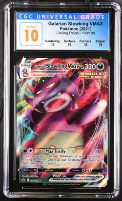 CGC PERFECT 10 2021 Pokemon Swsh Chilling Reign FA/Glrn.Slowking Vmax #100 POP 2 - Image 1