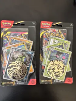 Pokemon TCG Tyranitar & Meowscarada Single Blister Booster Pack Mega Evolution - Image 1
