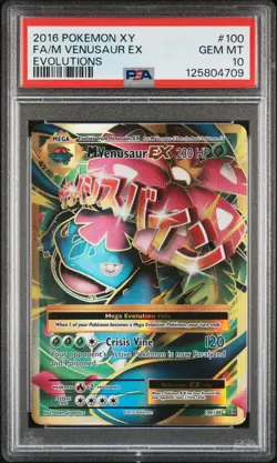 2016 POKEMON XY EVOLUTIONS #100 FULL ART/M VENUSAUR EX PSA 10 - Image 1