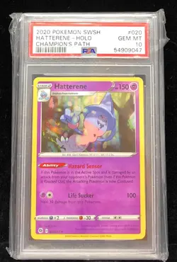 2020 POKEMON SWSH # 020 HATTERENE HOLO PSA 10 GEM MT # 54909047 CHAMPION'S PATH - Image 1