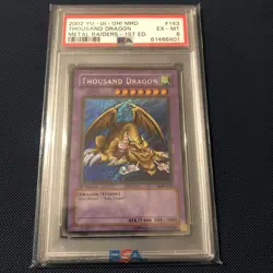 PSA 6 2002 Yu-Gi-Oh THOUSAND DRAGON 1st Edition Metal Raiders Ultra Rare MRD-143 - Image 1