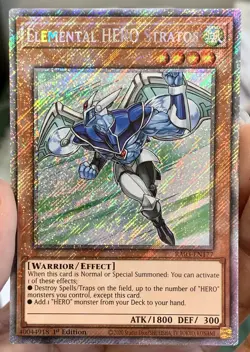 Yugioh Elemental HERO Stratos RA03-EN177 Platinum Secret Rare 1st Ed NM w/Track - Image 2