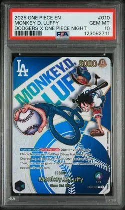 PSA 10 GEM MINT One Piece Los Angeles Dodgers Monkey D. Luffy Promo Card English - Image 1