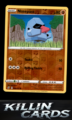 Reverse Holofoil Nosepass 096/192 Pokemon Common SWSH02: Rebel Clash Card NM - Image 1