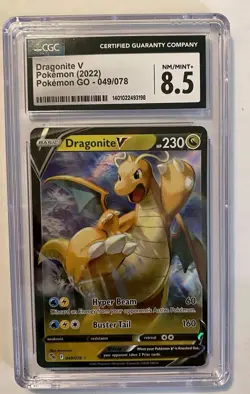CGC Graded 8.5 Dragonite V 049/078 Pokemon Go Double Rare Tcg Pokemon Card Slab - Image 1