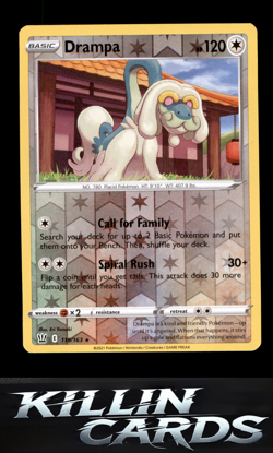 Reverse Holofoil Drampa 119/163 Pokemon Rare SWSH05: Battle Styles Card NM - Image 1