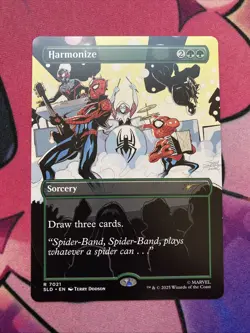 Harmonize 7021 Borderless Secret Lair Drop Regular Spider-Man Bonus Card MTG NM - Image 1