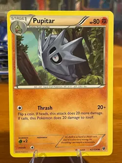 2016 Pokemon XY Fates Collide Pupitar 42/124 Uncommon Stage 1 MP - Image 1