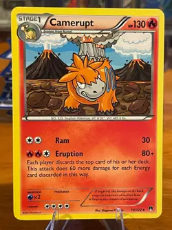 2016 Pokemon XY Breakpoint Camerupt 13/122 Rare Stage 1 MP - Image 1