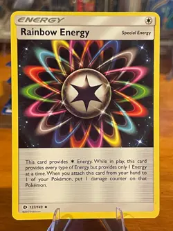 2017 Pokemon Sun & Moon Base Set Rainbow Energy Special Energy 137/149 Uncommon - Image 1