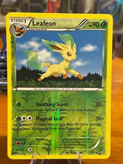 2014 Pokemon XY Furious Fists Leafeon 7/111 Reverse Holo Rare Stage 1 MP - Image 1