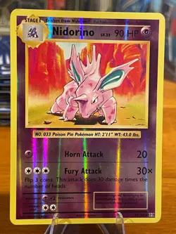 2016 Pokemon XY Evolutions Nidorino 44/108 Reverse Holo Uncommon MP - Image 1