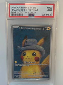 2023 POKEMON SVP BLACK STAR PROMO #085 PIKACHU WITH GREY FELT HAT VAN GOGH PSA 9 - Image 1