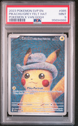 2023 POKEMON SVP BLACK STAR PROMO #085 PIKACHU WITH GREY FELT HAT VAN GOGH PSA 9 - Image 2