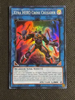 YuGiOh! - Xtra HERO Cross Crusader RA04-EN076 Super Rare 1st Edition Near Mint - Image 1