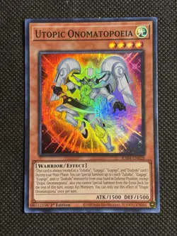 YuGiOh! - Utopic Onomatopoeia RA04-EN028 Super Rare 1st Edition Near Mint - Image 1