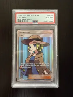 PSA 10 Lady SV86/SV94 Hidden Fates 2019 Shiny Vault Full Art Pokemon Card TCG - Image 1