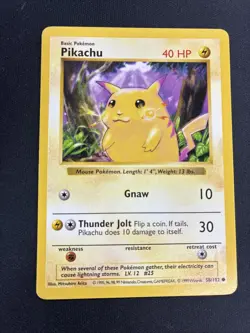 Pokemon Pikachu Card Lot Of 3 Yellow Cheeks Shadowless 58/102 Base Set LP - Image 2