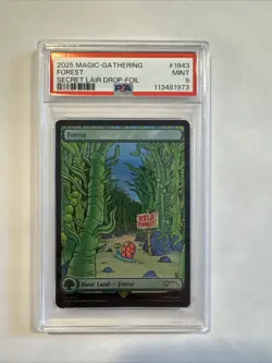 2025 MTG Magic The Gathering SpongeBob Secret Lair Forest Foil #1943 PSA 9! - Image 1