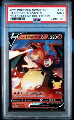 2021 POKEMON SWSH PROMO CELEBRATIONS COLLECTION LANCE'S CHARIZARD V PSA 9 - Image 1