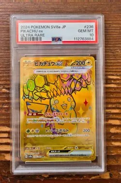 PSA 10 Pikachu ex UR Ultra Rare 236/187 sv8a Terastal Festival Japanese Pokemon - Image 1