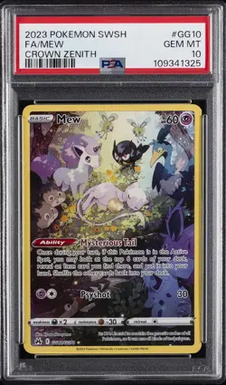 2023 POKEMON SWORD & SHIELD CROWN ZENITH #GG10 FULL ART/MEW PSA 10 - Image 1