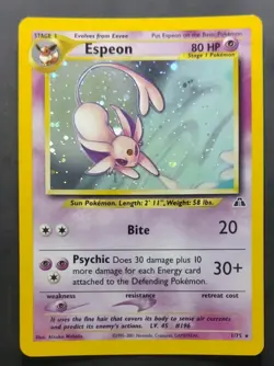 Espeon #1/75, Holo Rare Unlimited Neo Discovery, 2001 Vintage Pokemon TCG, LP - Image 1