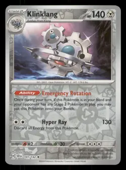 Klinklang SV07: Stellar Crown #101/142 Rare Reverse Holo Pokemon LP - Image 1