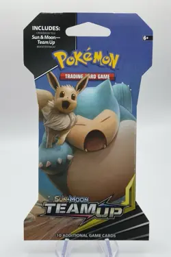 Team Up Sleeved Blister Booster Pack - Factory Sealed Pokemon - Snorlax Eevee - Image 1