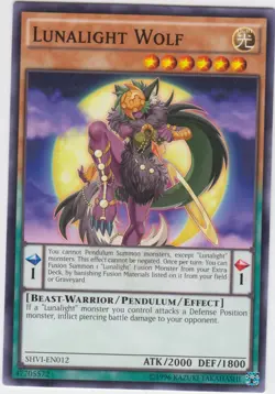 Yugioh! LP Lunalight Wolf - SHVI-EN012 - Common - Unlimited Edition Lightly Play - Image 1