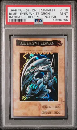 1999 YU-GI-OH! JPN BANDAI-3RD GENERATION ENGLISH BLUE-EYES WHITE DRAGON PSA 9 - Image 1