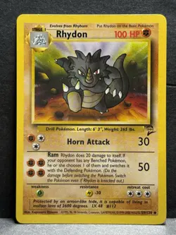 Pokemon TCG Rhydon Base Set 2 Unlimited Card 59/130 Non-Holo NM - Image 1