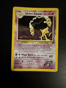 Pokemon TCG Gym Challenge Sabrina's Alakazam Holo Card Rare 16/132 LP - Image 1