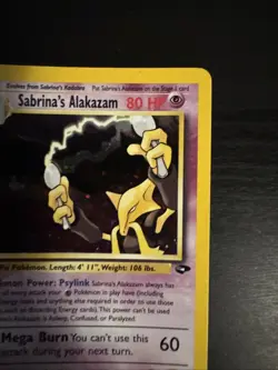 Pokemon TCG Gym Challenge Sabrina's Alakazam Holo Card Rare 16/132 LP - Image 2