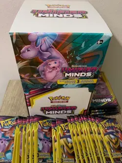Pokemon Sun & Moon Unified Minds Booster 3 Card Gravity Box Complete 96 Packs - Image 3