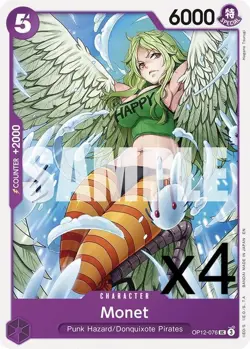 4X One Piece Card Game Monet OP12-076 Uncommon NM - Image 1