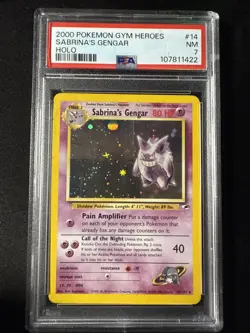 Pokemon Sabrina's Gengar Gym Heroes Card 14/132 PSA 7 - Image 1