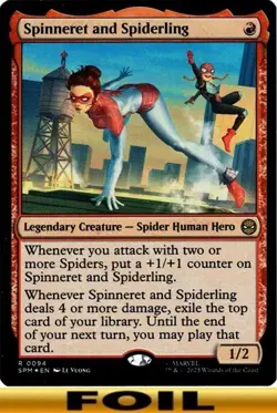 1x - Spinneret and Spiderling - #94 - Marvel's Spider-Man - NM MTG - Image 1