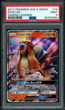 2017 Pokemon SM Shining Legends Entei GX #10 PSA 9 MINT - Image 1